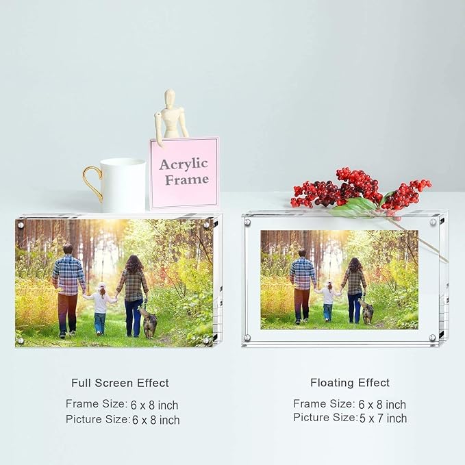 Boxalls 6x8 Inches Acrylic Picture Frame, Double Sided Clear Frameless Photo - Image 5
