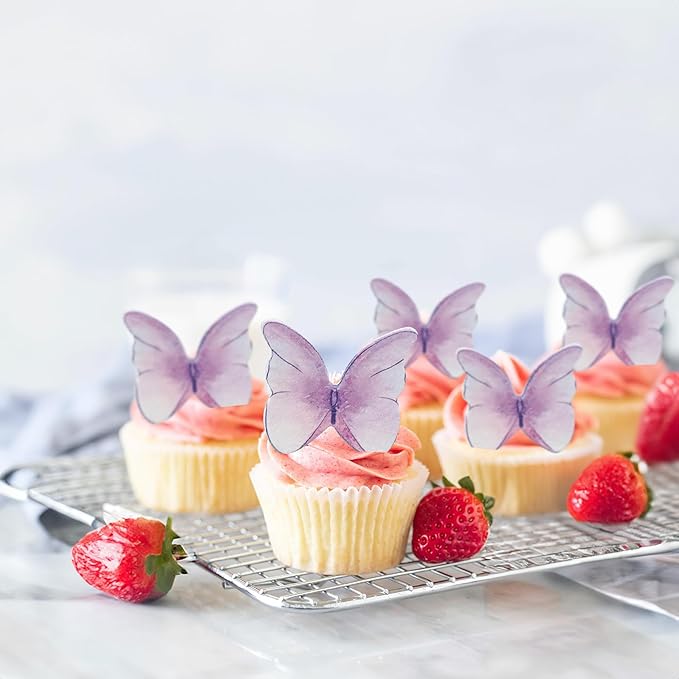 Ephlyn 48Pcs Edible Butterfly Cupcake Toppers Cute 3D Butterfly Cake Picks - Image 5