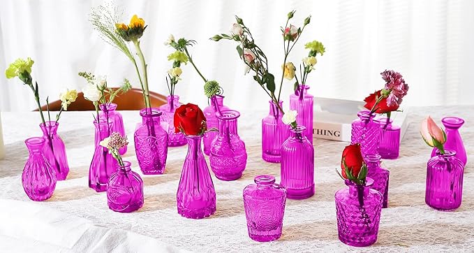 Glass Bud Vases Set of 24, Mini Glasses in Bulk, Small Flower Design - Image 3