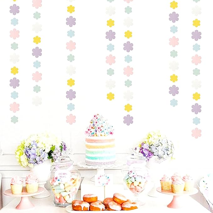 Pastel-Rainbow Colorful Party-Decorations Streamers-Garland - 52ft Flower - Image 3