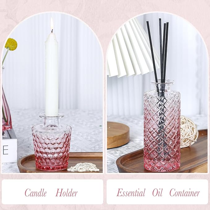 Pink Glass Bud Vases Set of 12, Mini Flower Vase - Image 7