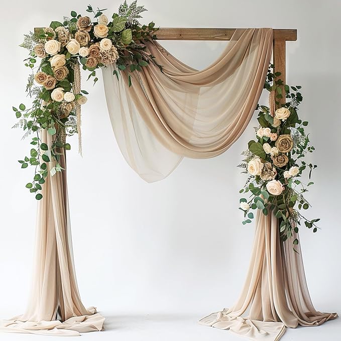 Wokceer Wedding Arch Draping Fabric Nude 28.7" x 20FT Sheer Drapes Backdrop by Wokceer