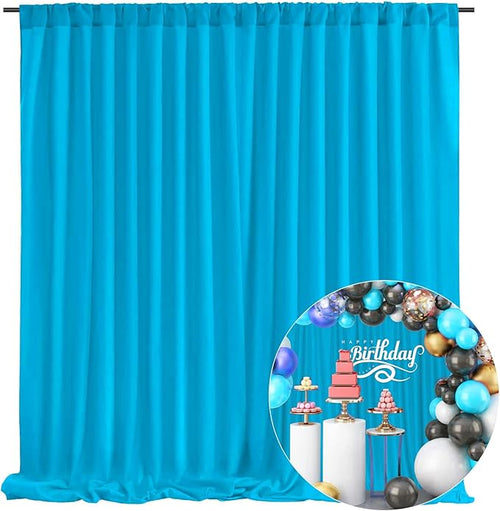 10 x 10 Feet Lake Blue Backdrop Curtain by ZEBMOON