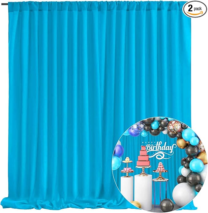 10 x 7 Feet Lake Blue Backdrop Curtain by ZEBMOON