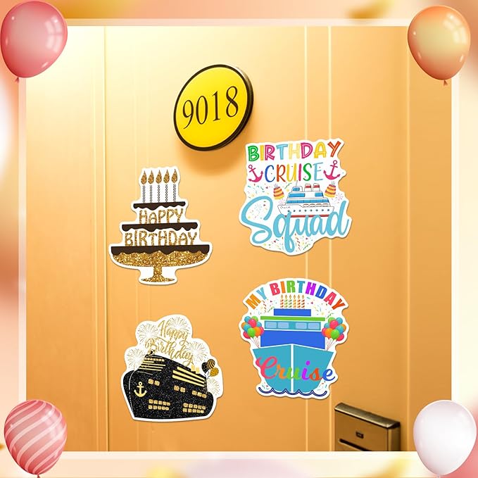 Hoteam 4 Pcs Birthday Cruise Door Decorations Magnetic Large Happy Birthday - Image 4