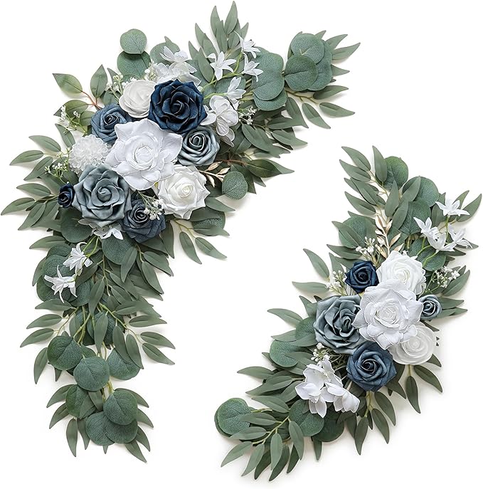 Dusty Blue Flower for Wedding Welcome Signs Decorations, Artificial Wedding by Love%C2%A0Every%C2%A0Bit%C2%A0of%C2%A0Life