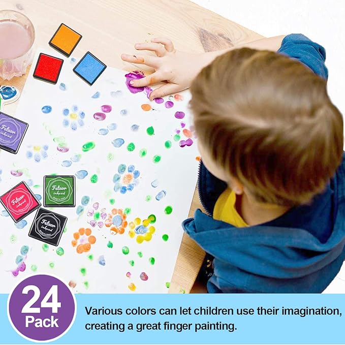 Finger Washable Ink Pads for Kids, 24 Pack Craft Ink Pad for Rubber Stamps - Image 6