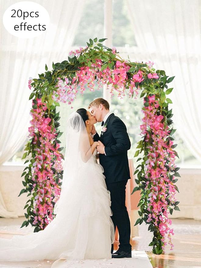 DearHouse 4Pcs 6.6Ft/Piece Artificial Flowers Silk Wisteria Garland Artificial - Image 5