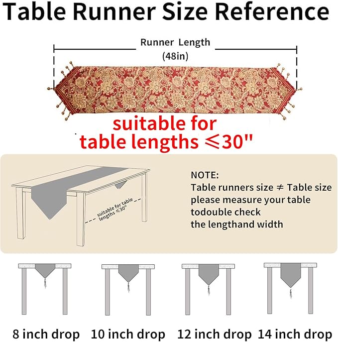 Luxury Vintage Table Runner 48 inches Long Embroidery Jacquard Fabric - Image 2