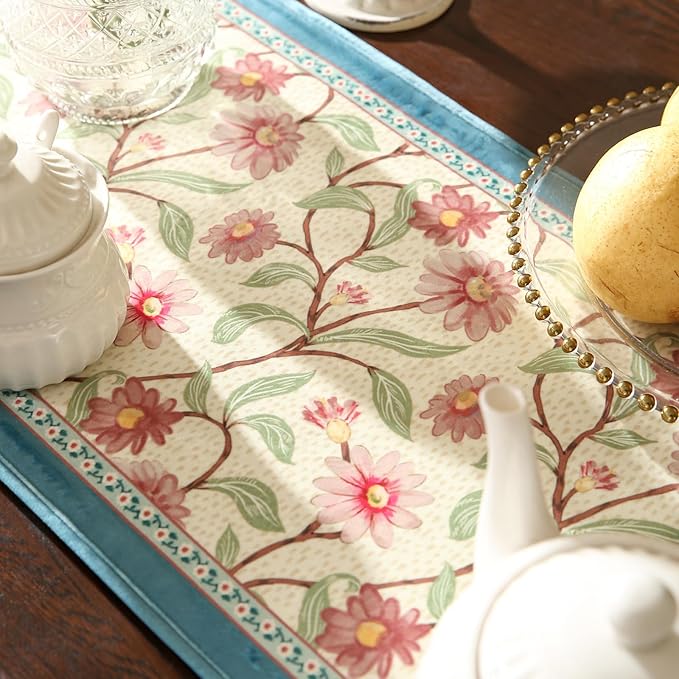 patdrea Designer French Elegant Wild Flowers Velvet Table Runner 71 Inch Long - Image 4