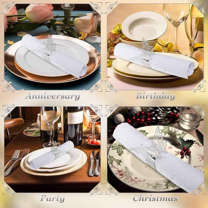 150PCS Butterfly Napkin Rings for Luxury Banquet Style, Reusable Paper Napkin - Image 2