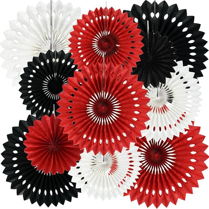 BEISHIDA Red Black White Hanging Honeycomb Round Paper Fans Decoration Tissue by Beishida