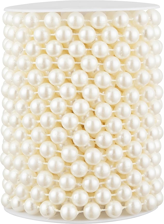 33 Feet Faux Pearl Beads Garland 10mm Craft String Pearls by Unknown