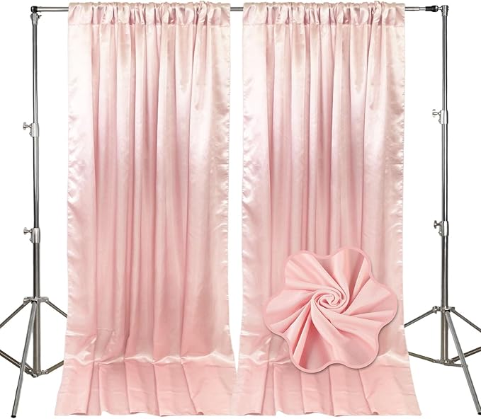 10ft x 10ft Ligt Pink Backdrop Curtains by Tisspoms
