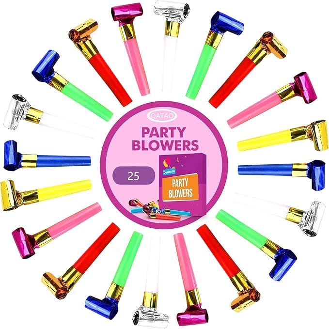 25pcs Party Blowers, Colourful Noisemakers Party Blowouts Squawkers Fringed by Unknown