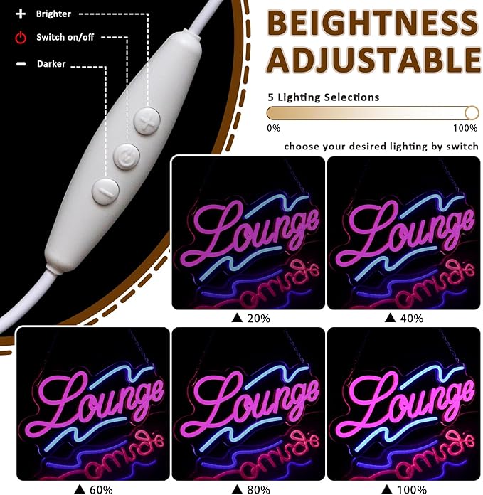 Lounge Neon Sign for Wall Decor, 16.54" x 6.69" Rest Led Signs for Room - Image 3