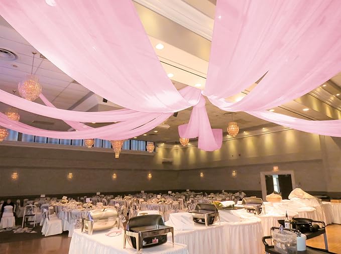 6 Panels Pink Ceiling Drapes for Wedding 5ftx30ft Ceiling Drapes Wedding Arch - Image 5