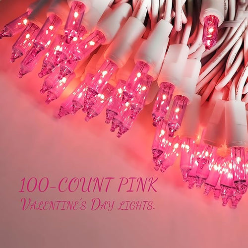 100 Count Pink Lights for Valentine's Day Decorations 20ft Mini Christmas - Image 2