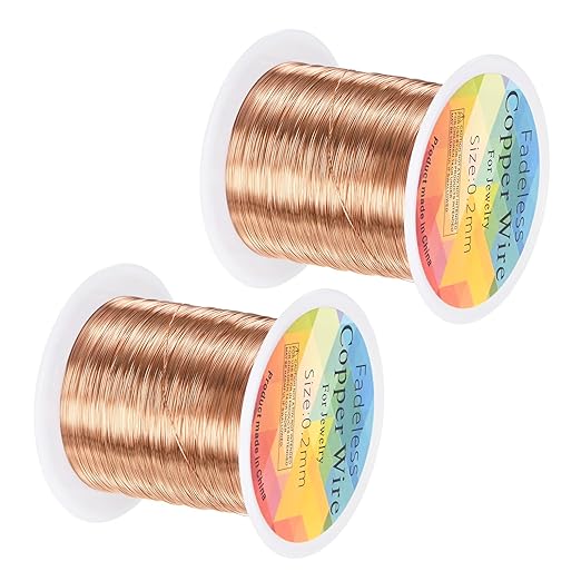 2-Rolls 0.2mm Jewelry Wire, 32 Gauge 328FT Craft Wire Copper Beading Wire by MMETERXITY