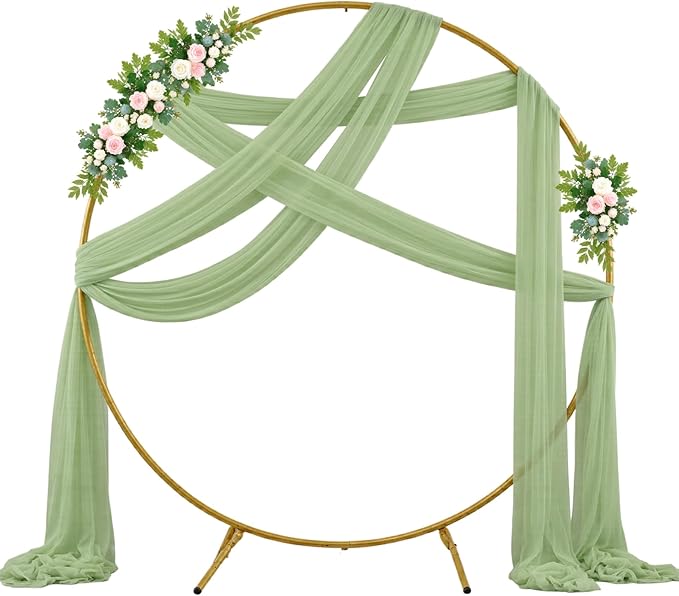 Wedding Arch Draping Fabric Backdrop 2 Panel 30" x 19Ft Sage Green Drapes - Image 6