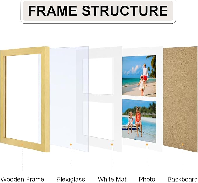 Vittanly 8x10 Collage Picture Frame, Displays 2Pcs 4x6 Pictures - Image 3