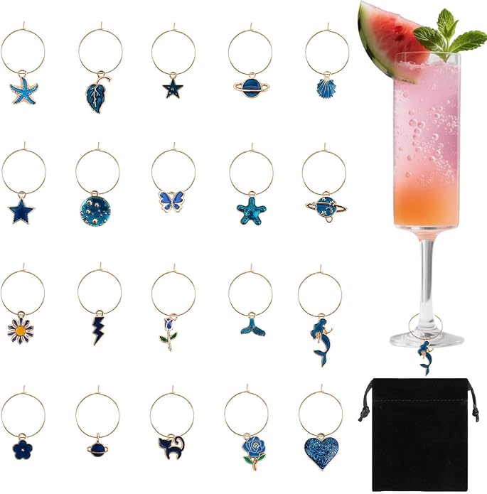 Wine Glass Charms Wine Charms for Stem Glasses Glass Markers Identifiers Tags by Libemskix