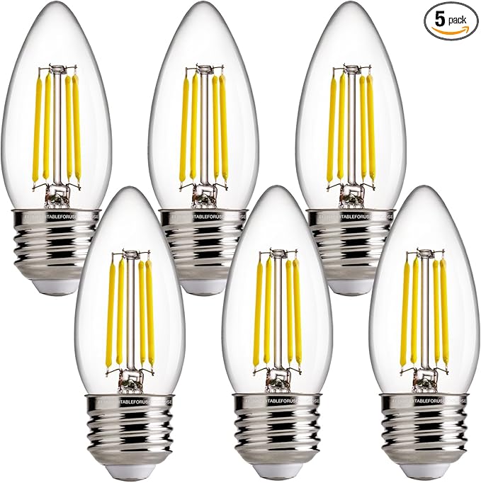 FLSNT Dimmable LED Candelabra Bulbs, 60W Equivalent LED Chandelier Light Bulbs by FLSNT