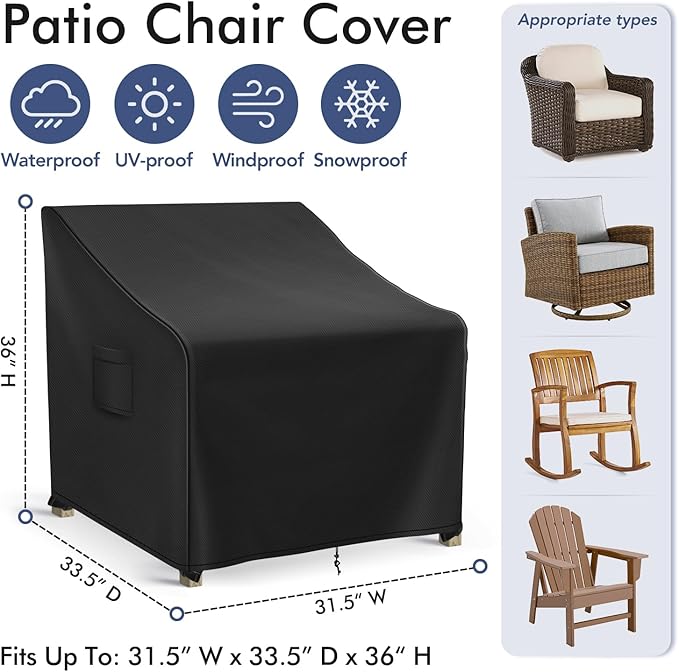 Outdoor Swivel Chair Covers Waterproof, Outdoor Rocking Chair Covers 2 Pack - Image 2