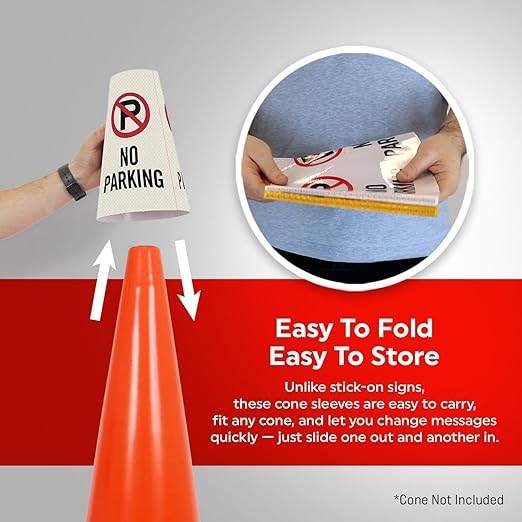 SmartSign No Parking Cone Message Sleeve, Bright Reflective - Image 4