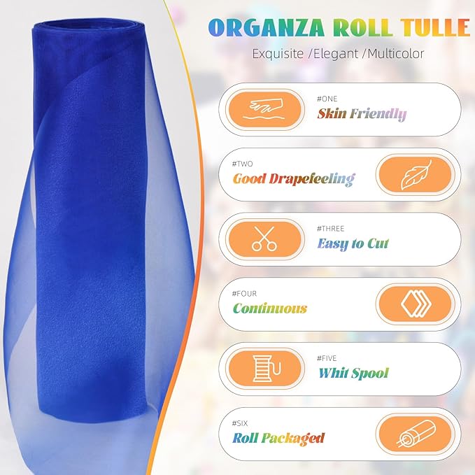 Crystal Organza Fabric Tulle 11 Inch by 50 Yards Sheer Tulle Rolls - Image 3