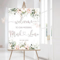 Welcome Wedding Signs, Soft Blush Pink Wedding Sign Decorations Signage 12" X by CENOVACY