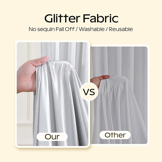 Silver Glitter Backdrop Curtain - Image 3