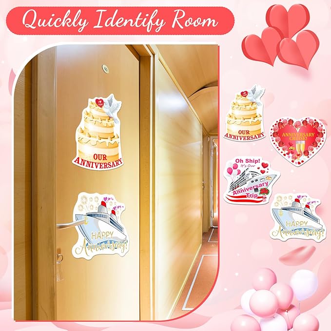 Hoteam 4 Pcs Anniversary Cruise Door Decorations Magnetic Large Happy - Image 5