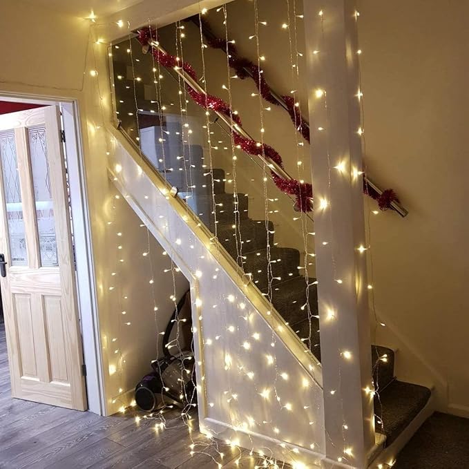 LE Fairy Curtain Lights Battery Operated & USB Plug in, Remote 10 x 10 ft - Image 4