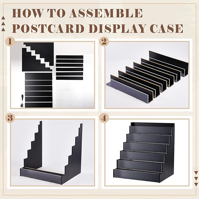 6 Tier Greeting Card Display Stand Black Bamboo and Acrylic Sticker Display - Image 3