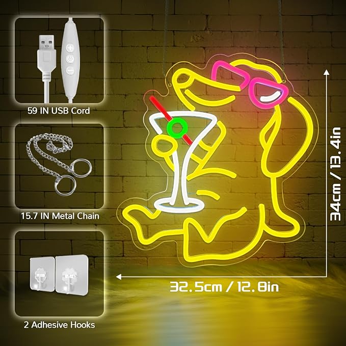 Dachshund Neon Sign Dog with Cocktail, Dachshund LED Neon Wall Light - Image 4
