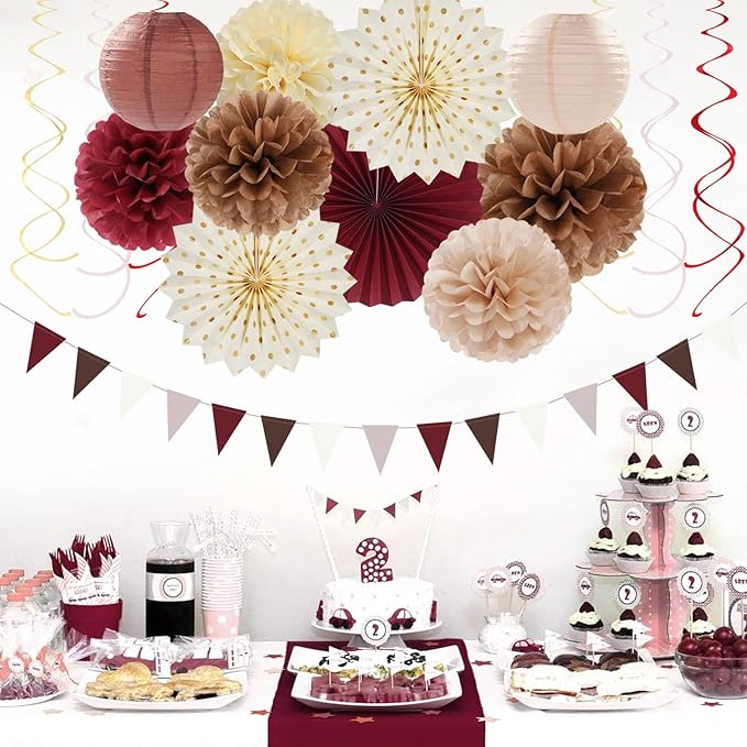 Brown Burgundy Champagne Dusty-Pink Party-Decorations - Image 4