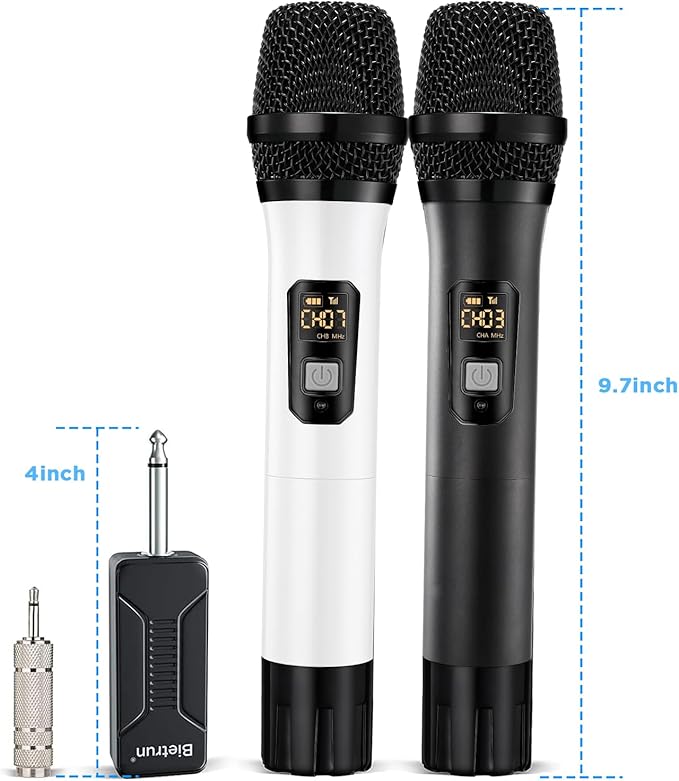 Wireless Microphone, Bietrun UHF Metal Dual Handheld Cordless Dynamic Mic System - Image 7