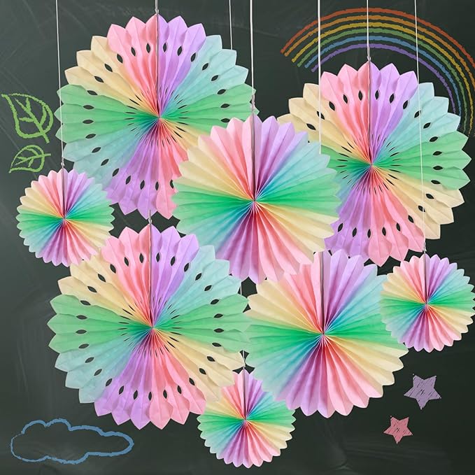 SUNBEAUTY Paper Fan, Pastel Flowers, Decor by SUNBEAUTY