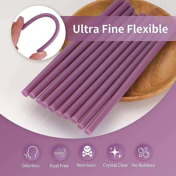 MATUFF light purple Hot Glue Sticks Mini 0.27" x 5.9 inches, Hot Melt Mini Glue - Image 3