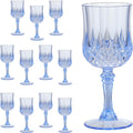 Blue Plastic Wine Glasses Set of 12 – 7oz Unbreakable Vintage Drinking Glasses by CALBODE