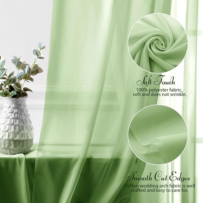 SiinvdaBZX 2 Panels Wedding Arch Draping Fabric 30" x 20Ft Sage Green Sheer - Image 4