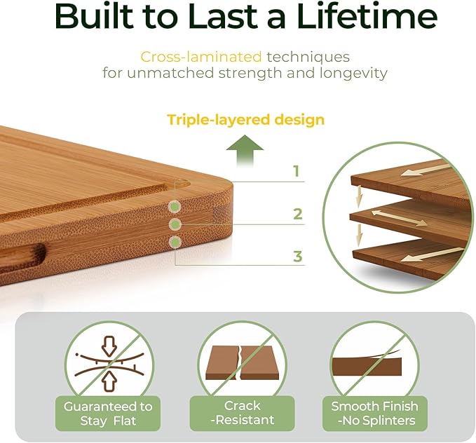 Bamboo Cutting Board, Durable Wood Cutting Boards - Image 6