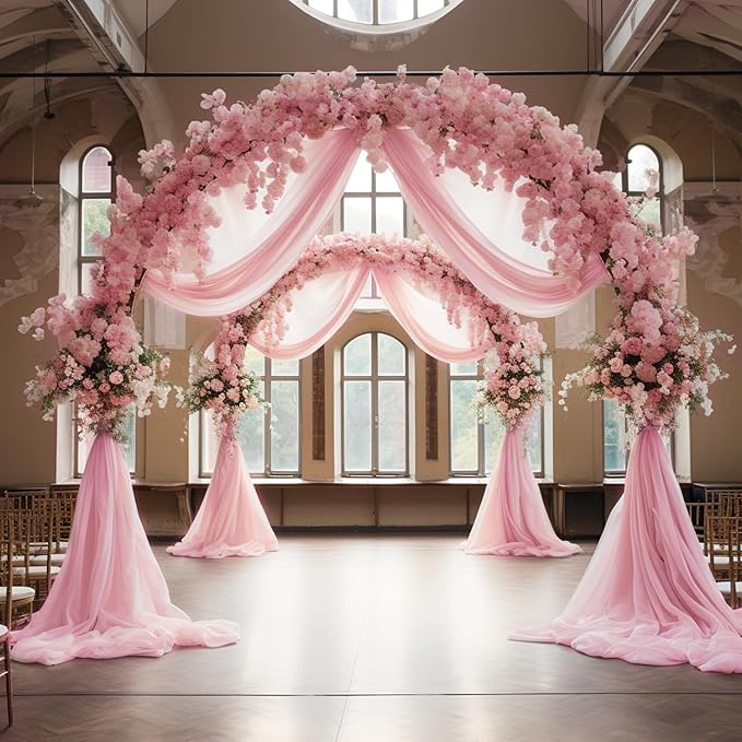 Wokceer Wedding Arch Draping Fabric 6 Panels 28.7" x 20FT Blush Pink Drapes - Image 3