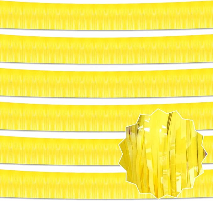 6 Pack 10 Ft Macaron Yellow Foil Fringe Garland Metallic Streamers Tinsel by LANTIANCHEN