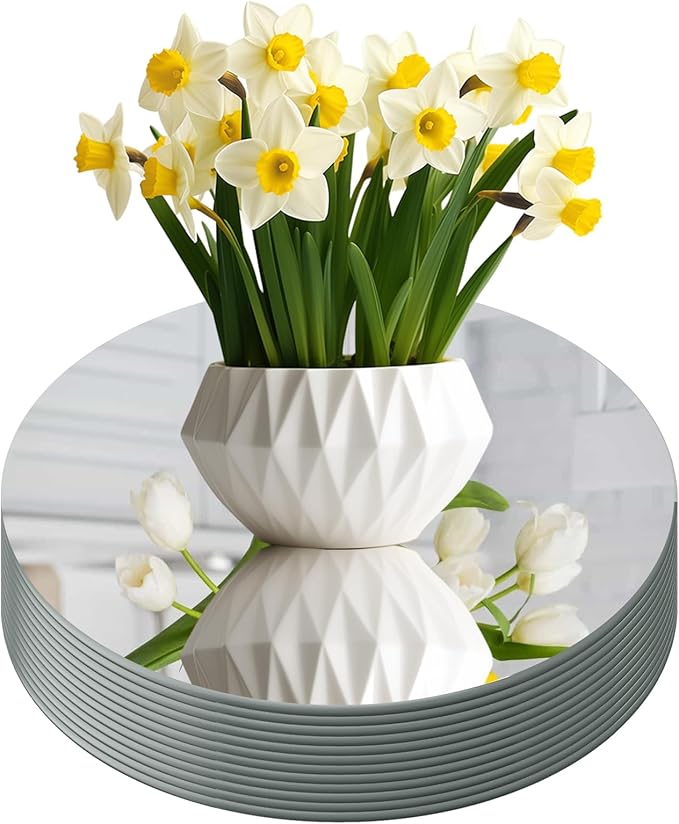 Round Mirror Centerpieces, Baby Shower Party, Glass Candle Trays by Unknown