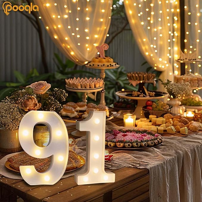 Pooqla Decorative LED Light Up Number Letters, Battery Operated - Image 2
