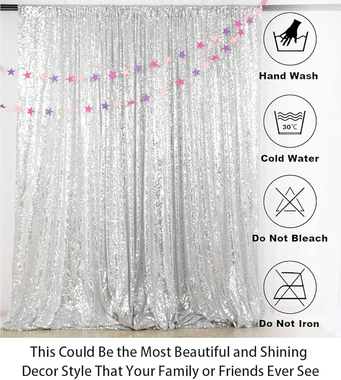 ShinyBeauty Photobooth Background Choice-4FTx7FT-Silver-Sequin backdrops - Image 5