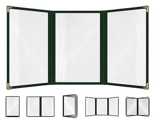 Goodsmart Restaurant Menu Covers – 25 Pack Green 6-View Trifold 5.5" x 8.5" by ACISuperPower