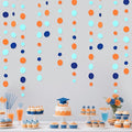46 Ft Navy Blue Orange and Teal Circle Dots Garland Royal Blue Orange Aqua by pinkblume